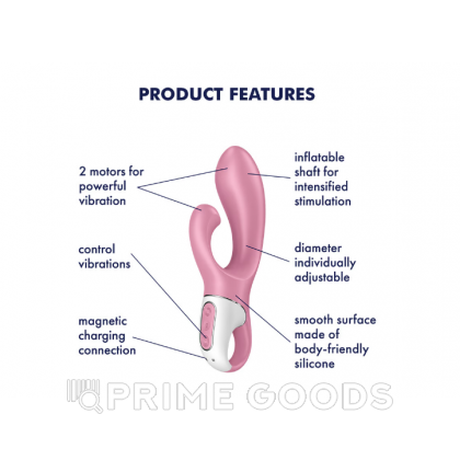 Вибратор-кролик Air pump bunny 2 Satisfyer розовый от sex shop primegoods фото 5