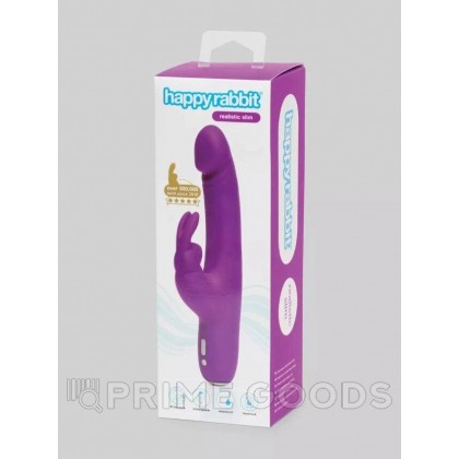 Вибратор Happy Rabbit Slimline Realistic перезаряжаемый, фиолетовый от sex shop primegoods фото 5