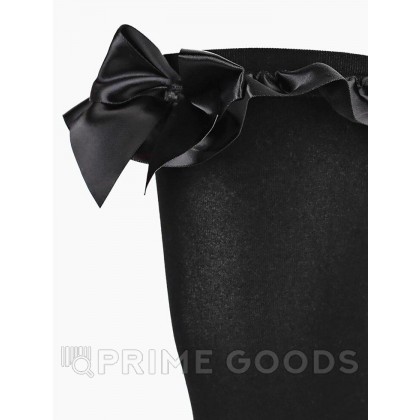 Чулки плотные с атласными бантами Sense, S/M, черные от sex shop primegoods фото 2