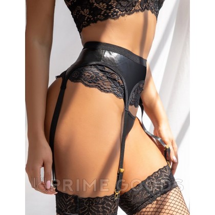 Пояс с подвязками и стрингами (кружева+кожа, размер 3XL) от sex shop primegoods фото 2