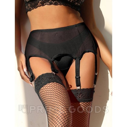 Пояс черный для чулок с ремешками на клипсах (3XL-4XL) от sex shop primegoods